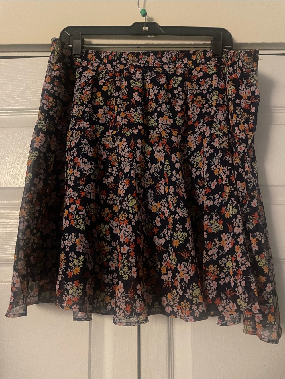 Banana Republic Black Floral Circle Skirt